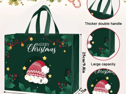 Christmas Shopping Bag Eco-Friendly Holiday Gift Holder Portable Gift Bag Cheerful Christmas Non-Woven Bag For Party Favors Home