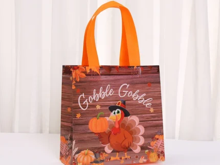 Thanksgiving Tote Bag Lightweight Reusable Grocery Bag Non-Woven Shopping Bag Eco-Friendly For Holiday Celebrations Gift Giving