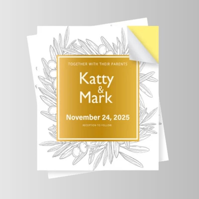 Gold Foil Sticker Glossy Lamination 80gsm 4 Color, 1 Side, Glossy Lamination, Gold Foil custom size Gold Foil Sticker Glossy Lamination 80gsm 4 Color, 1 Side, Glossy Lamination, Gold Foil custom size